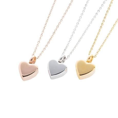 Claire heart-shaped cremation necklace for pet ashes in rose gold, silver and gold