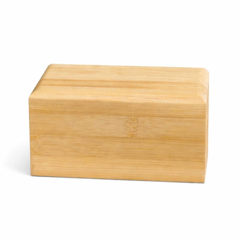 Simple natural bamboo urn box with clean lines and a fitted lid
