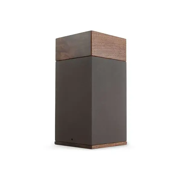 Tall dark Langley wooden urn with a walnut lid and base